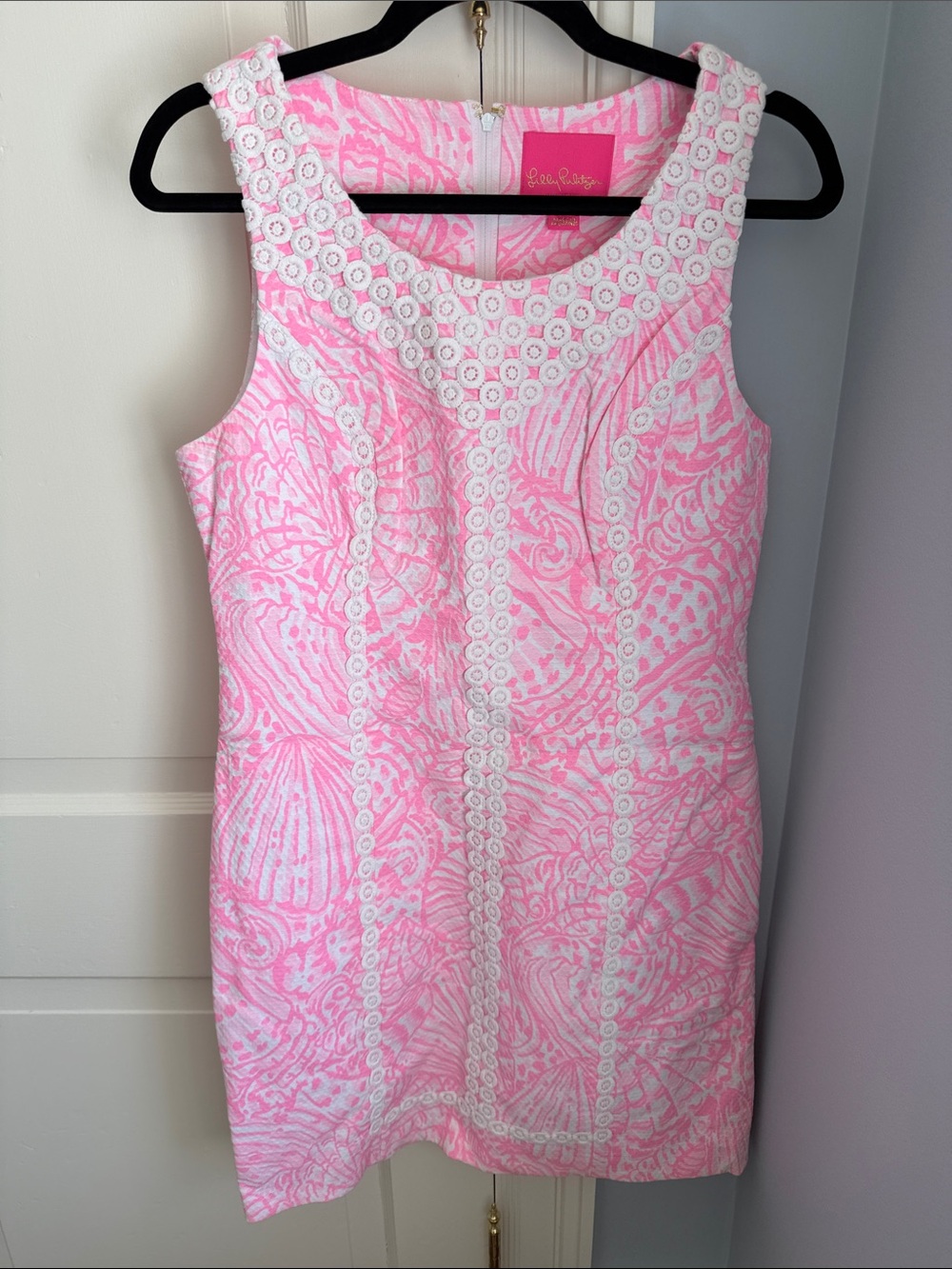 Lilly Pulitzer Pink and White Embroidered Shift Dress